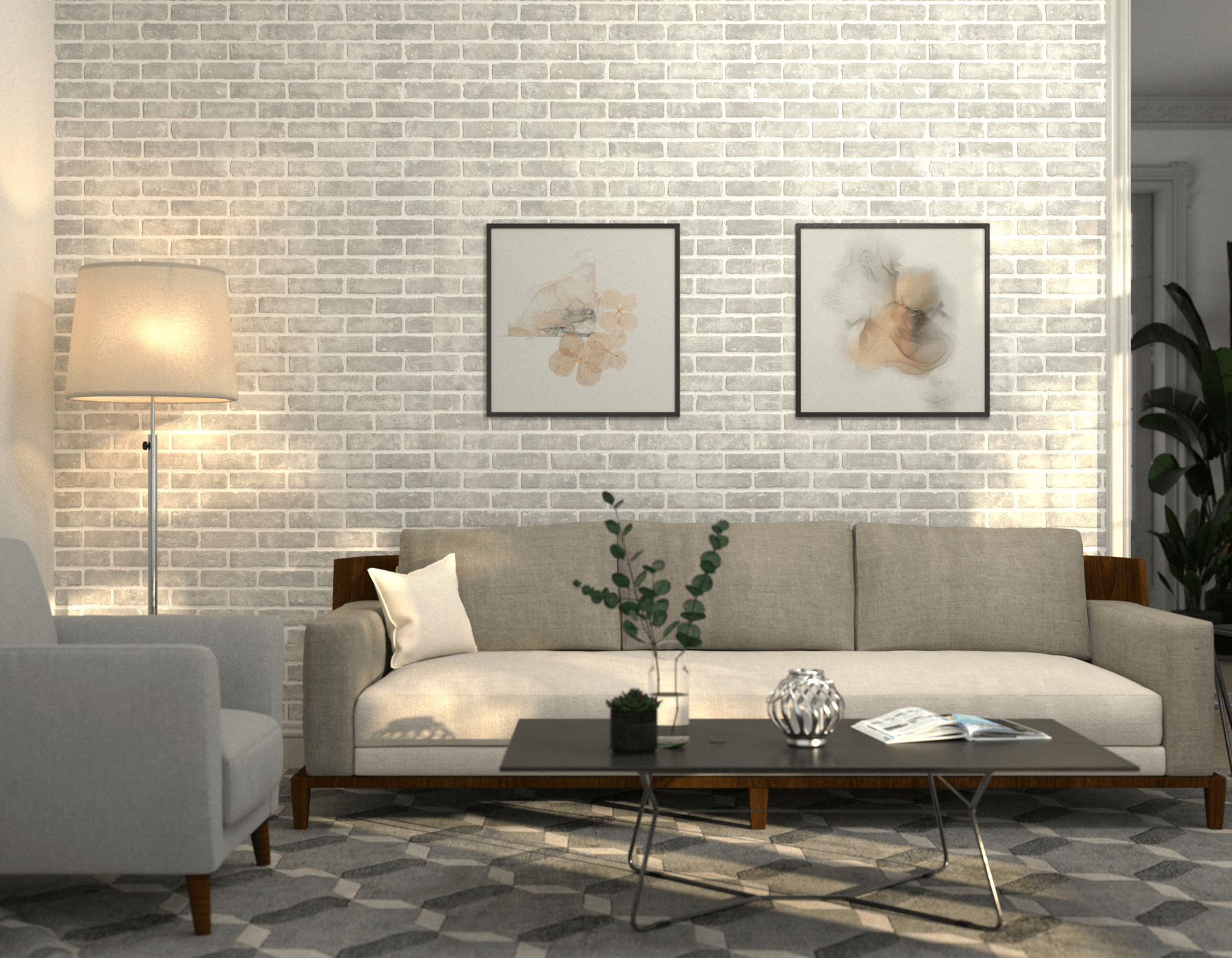 Living Room Brick Bianco
