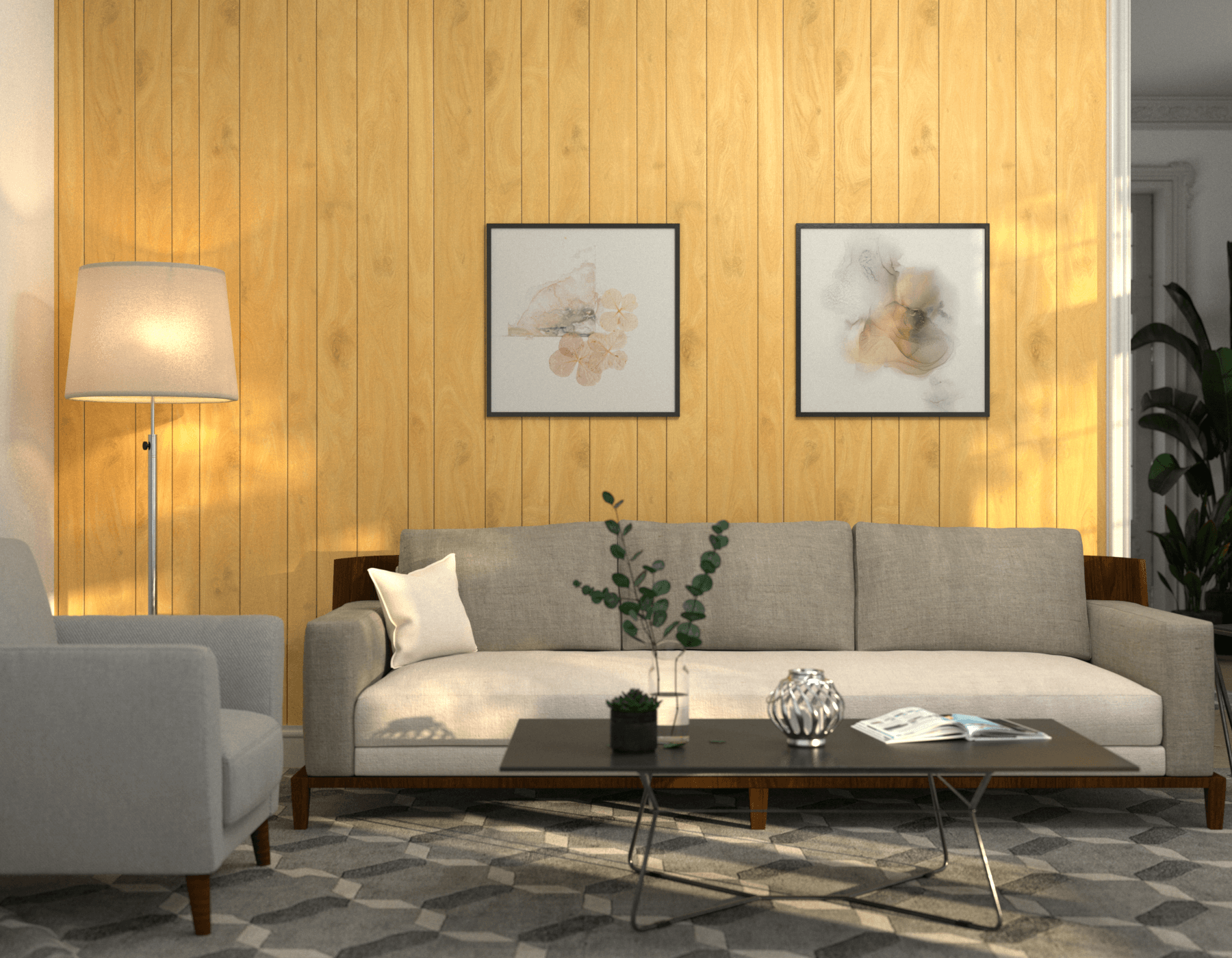Living Room Wood Honey Birch