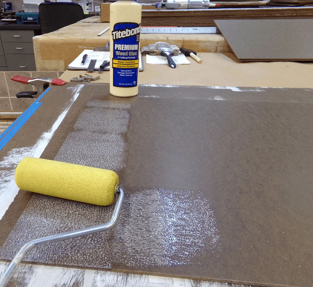Glue applied to hardboard